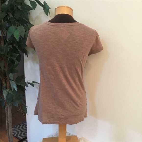 LOFT by Ann Taylor short sleeve Womans small tee soft brown layered front - Picture 6 of 10